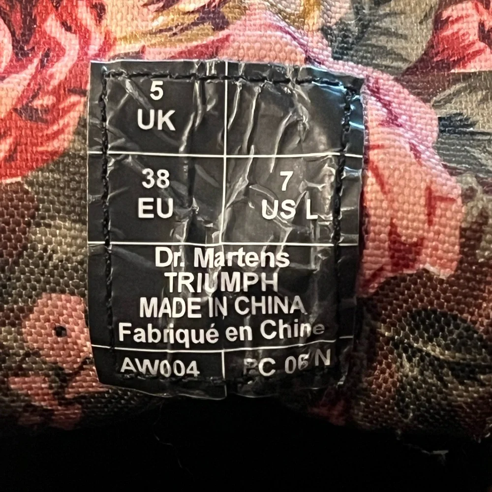 Dr. Martens Triumph Waxed Brown Floral Combat Boots - Picture 9 of 9